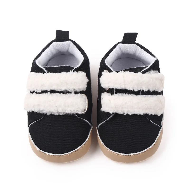 Spring Autumn Plush Hook&loop Soft PU Leather Baby Newbron Shoes for Boys and Girls supplier