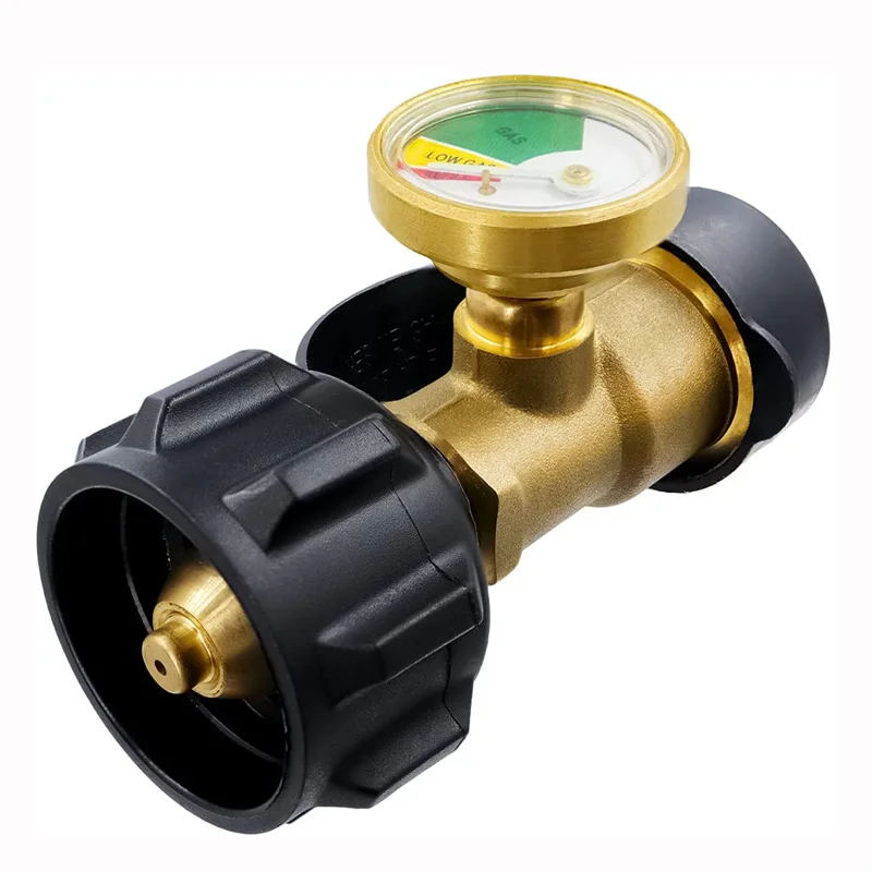 Propane Tank Gauge With Brass Adapter – RV Gas Level Meter, Grill BBQ Indicator, Easy Install