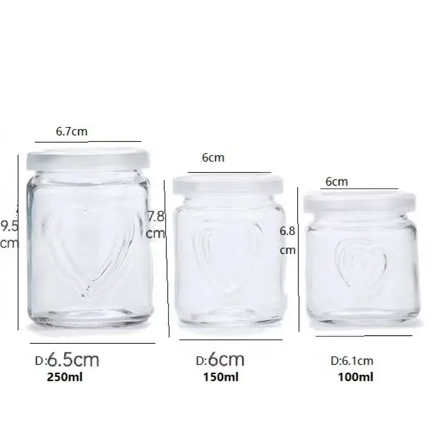 Food Container 150ml 250ml Yogurt Milk Glass Pudding Jar with Plastic Lid