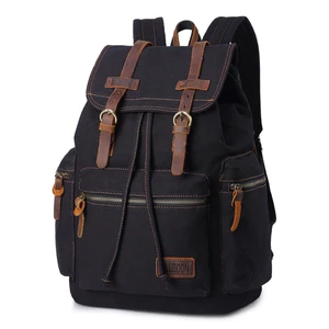 Custom Leather Men Women School Travel Casual Canvas Bag Backpack