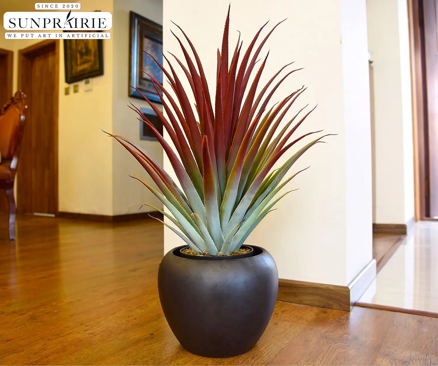 Realistic 66CM Big Red Artificial Aloe Vera Plant in Matte Black Pot -  Perfect Faux Bonsai for Indoor & Outdoor Decoration