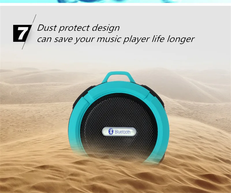 C6 Bluetooth Speaker Wireless TF Card Handsfree Suction Cup Portable Music USB IPX6 Waterproof Speaker - ANKUX.COM