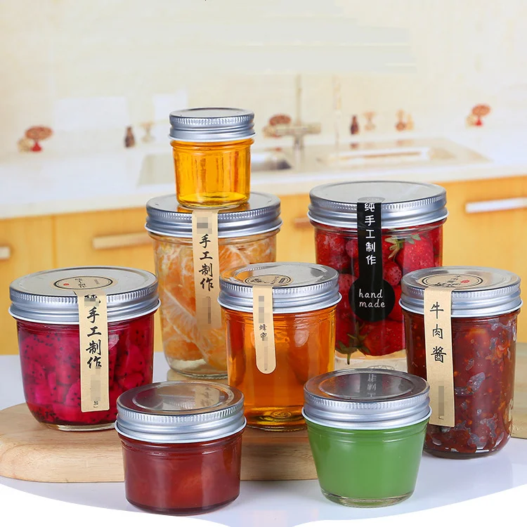 100 200  300  500  ml Mason glass jar caviar honey jar sauce cans container with tin in stock