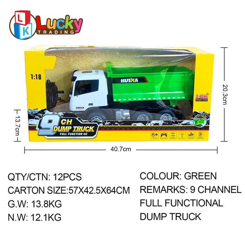 Truck Car Toy Huina 1556 RC Dump Truck 1/18 Remote Control