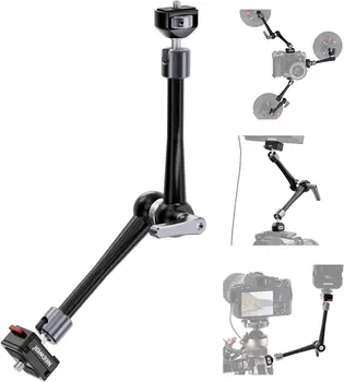 NEEWER 11" Magic Arm Camera Mount With Quick Release Plate & Dual 360 Degree Ball Heads  Aluminum Articulating Arm for DSLR