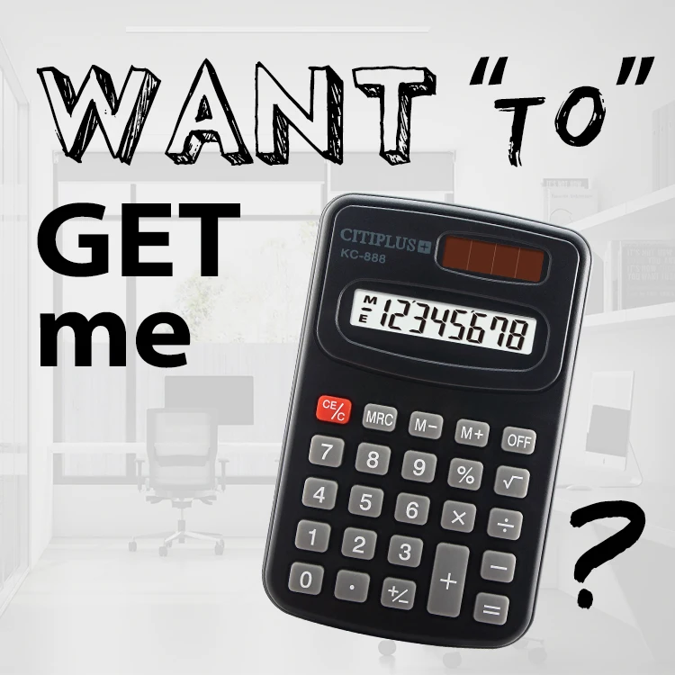 Электронный калькулятор, мини-калькулятор на солнечной батарее, оптовая продажа, канцелярский калькулятор kc 888 для детей