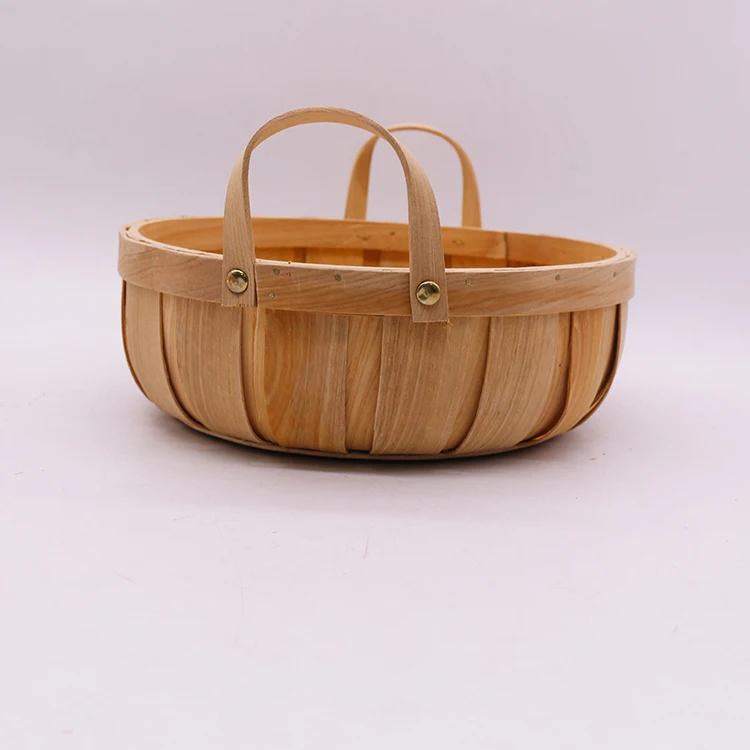 Wooden Basket With Handle 