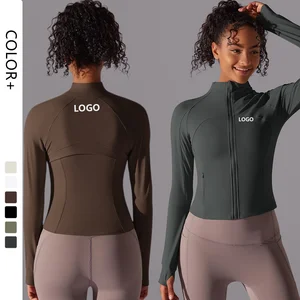 Slim Fit Sports Running Jackets Women Full Zipper Long Sleeve Thin Yoga Coat Athletic Jackets With Zipper Pockets