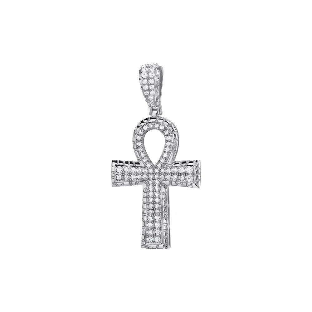 Iced Out Jewellery Hip Hop Ankh Gold Cross Pendant Cz Diamond Zircon Cross Pendant Necklace For mens