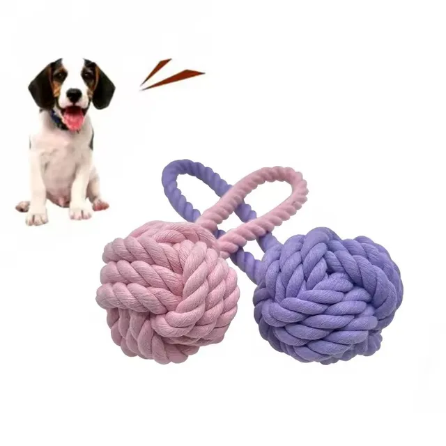 Uniperor Factory direct wholesale multicolor cotton rope woven molars bite resistant cleaning pet toy ball rope pet toy