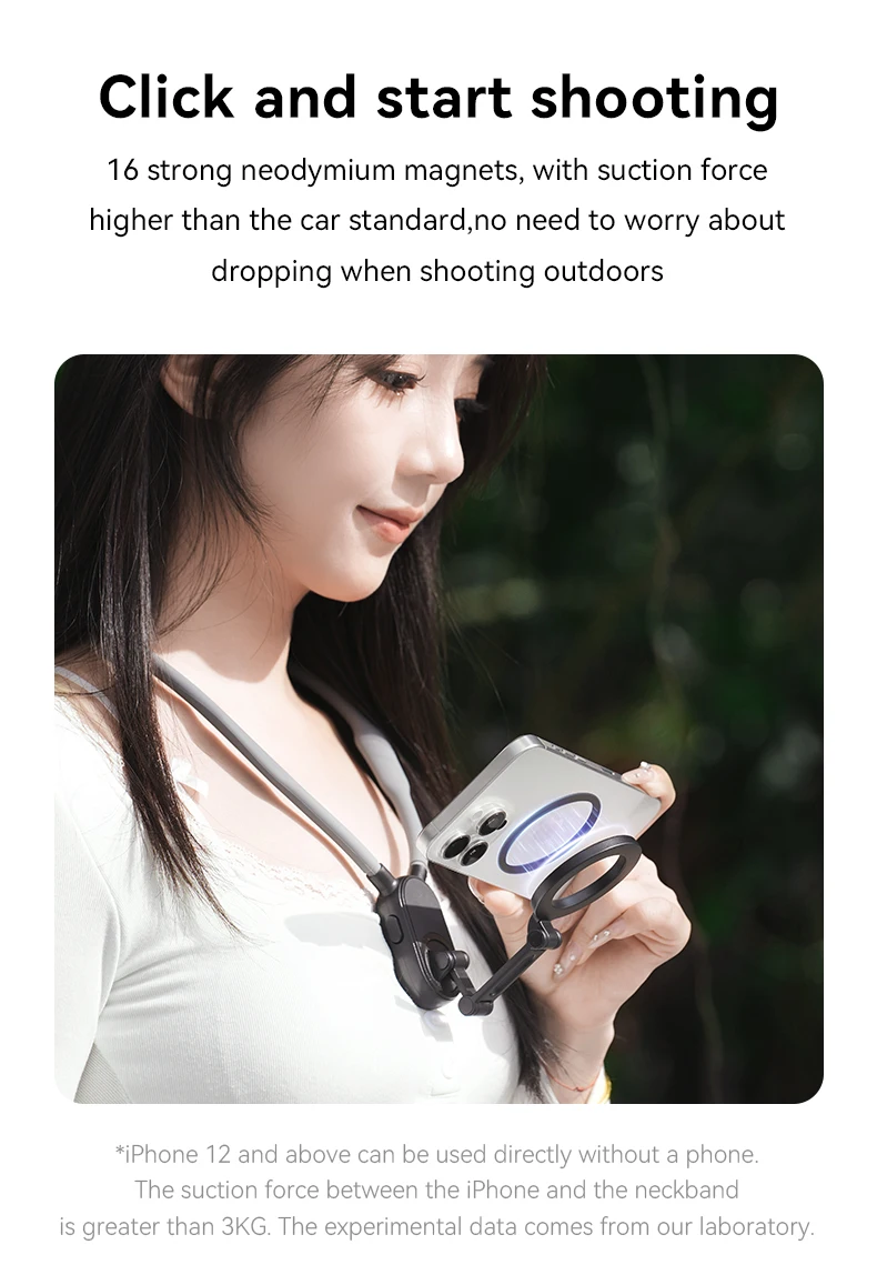 Bulk Content Creator Neck Hanger Magnetic Phone Mount with Adjustable Multi Angle Damping Shaft for Vlog