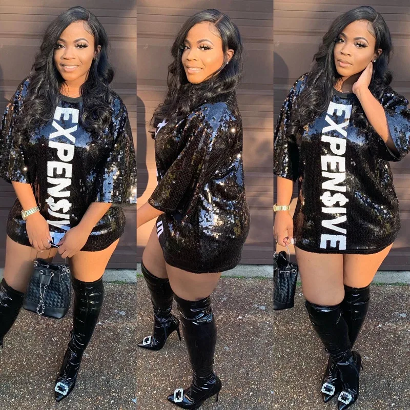 Fashionable sparkling women evening dresses with sequined