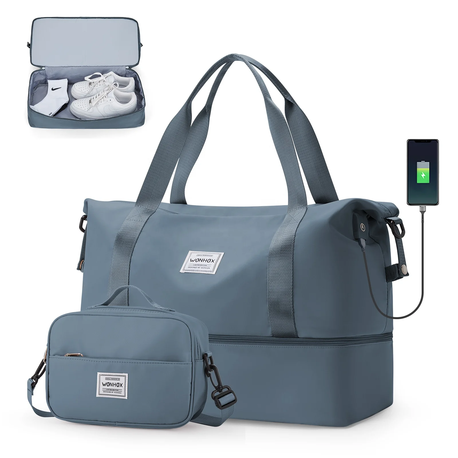 Women's Weekender Duffel with Shoe & Toiletry Bag