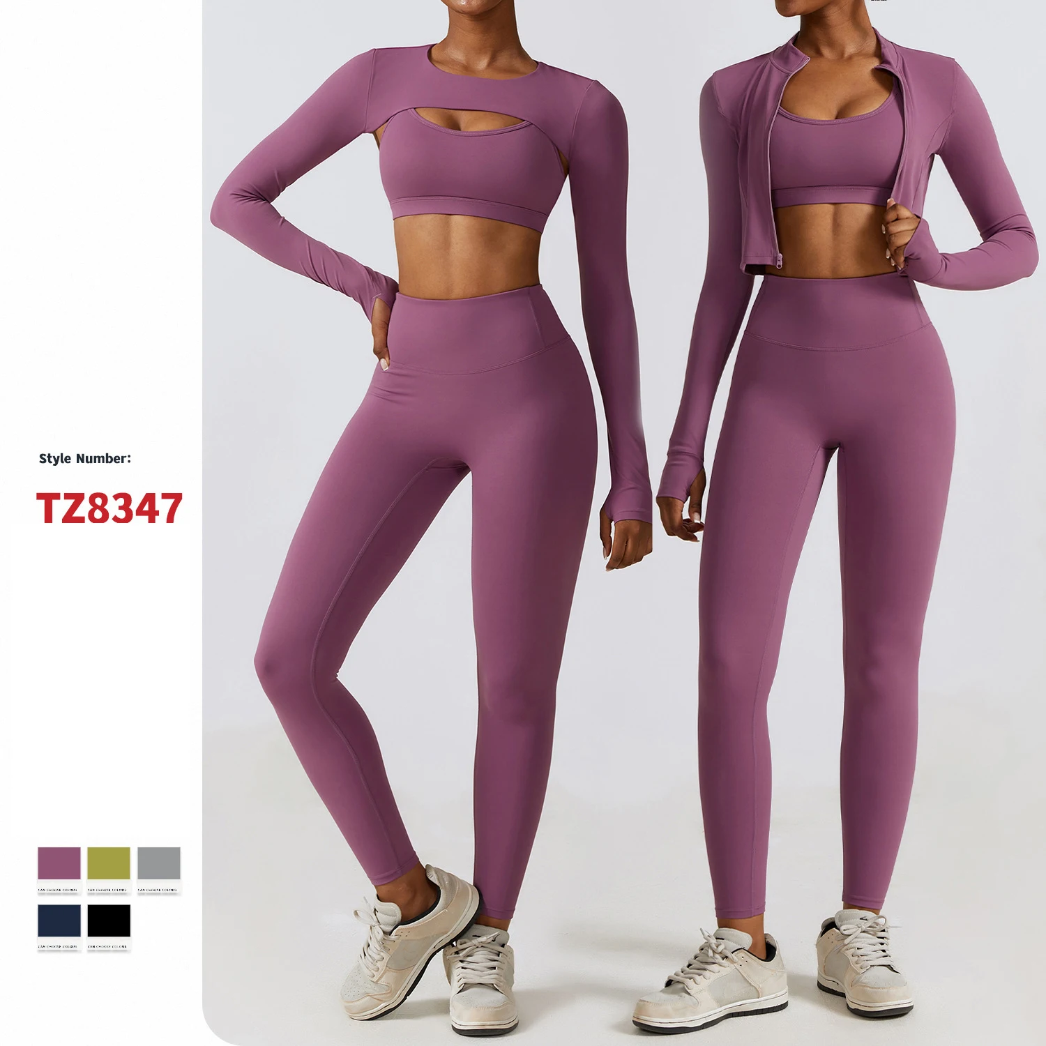 Three Piece Workout Set Women Clothing Camisole Sports Bra And Leggings ...