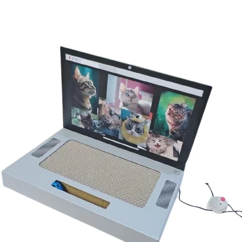 Laptop Cat Scratching Board Corrugated Paper Cat Scratcher Foldable Computer Shape Funny Cat Toy