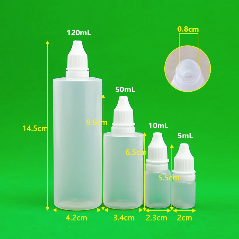 LDPE Translucent Small Mouth Drop Bottles Empty Squeezable Eye Liquid Dropper Bottle