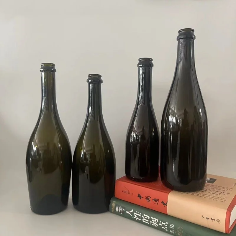 Custom Empty Mini Small 187 375 750 Ml Burgundy Cork Neck Cheap Champagne Wine Glass Bottles