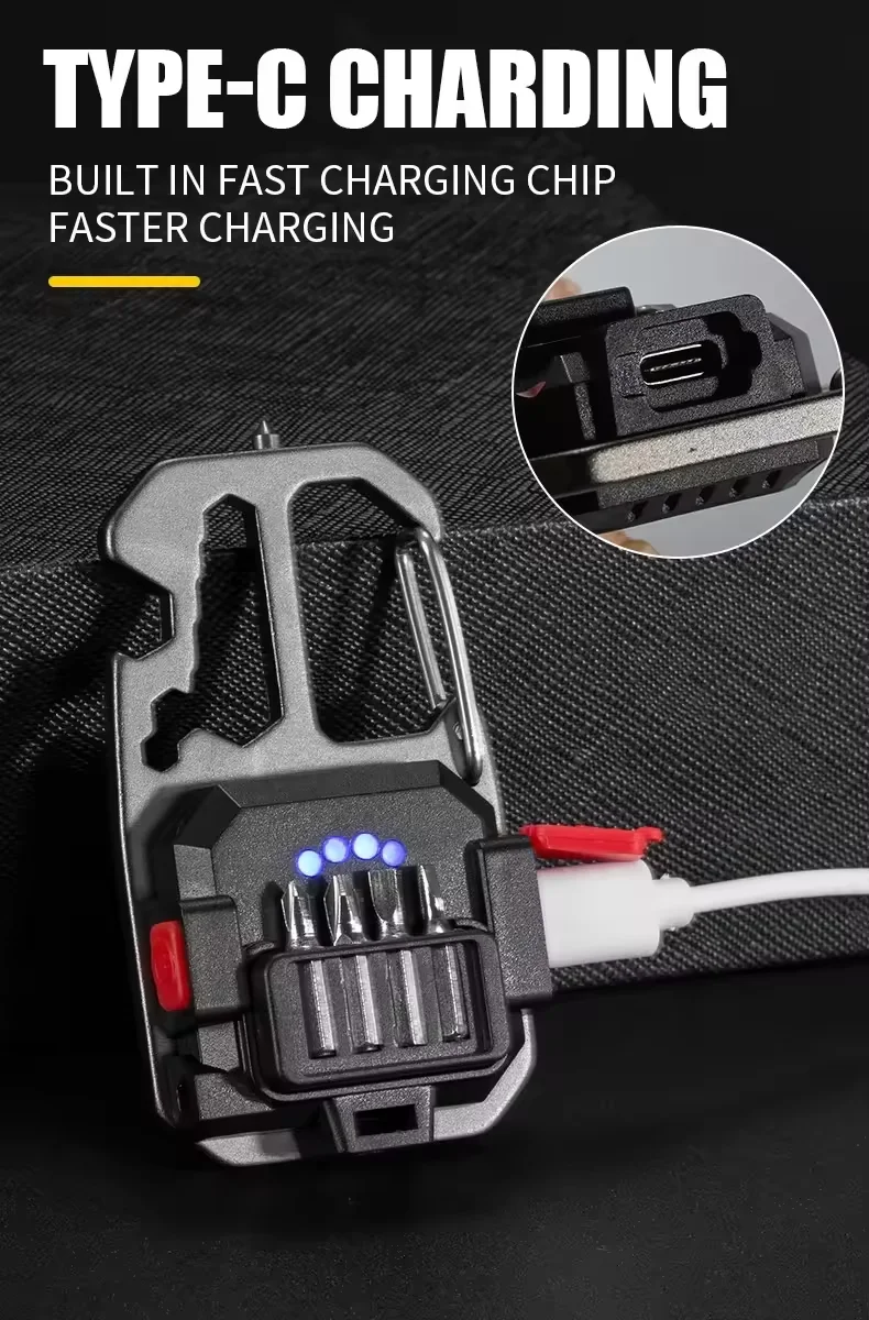 Boruit V15 Mini Led Torch Usb Rechargeable Keychain Flashlight UV