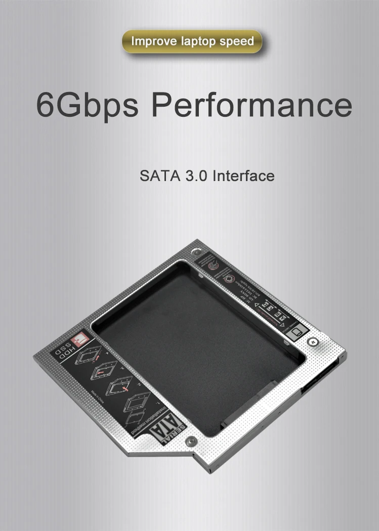 2.5 12.7mm SATA HDD Caddie Caddy Rack Disque Dur pour CD-DVD-ROM