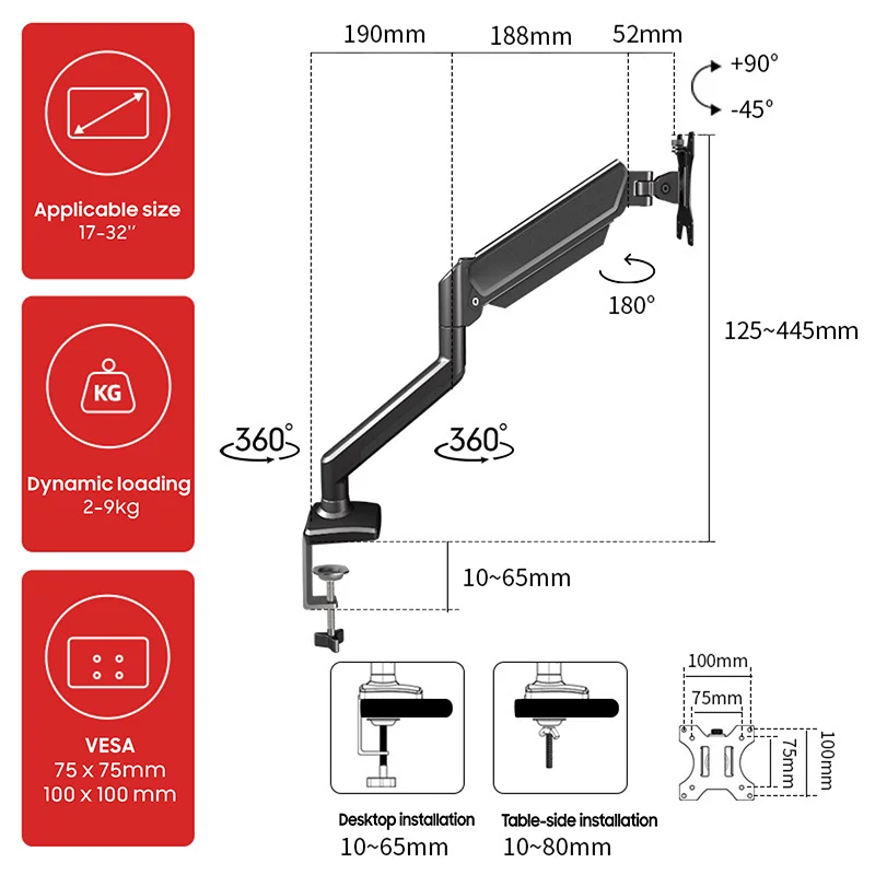 Premium Monitor Arm Desk Mount Stand Support Max 32 Inch Monitor Desk Mount Arm