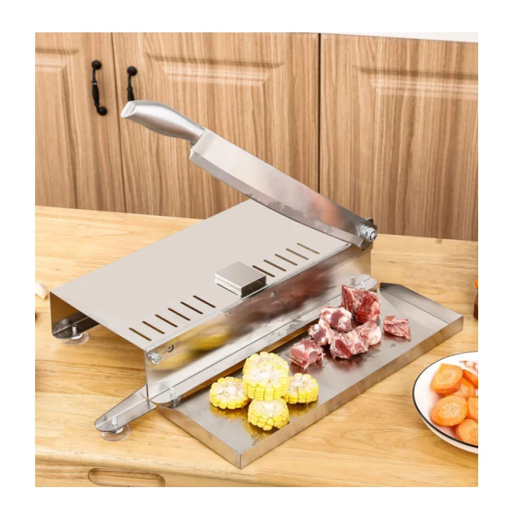 Moongiantgo Manual Frozen Meat Slicer Bone Cutter Ribs Chicken Cutter  Stainless Steel Cutting Machine for Lamb Chops Pork Beef Fish Vegetable  Meat