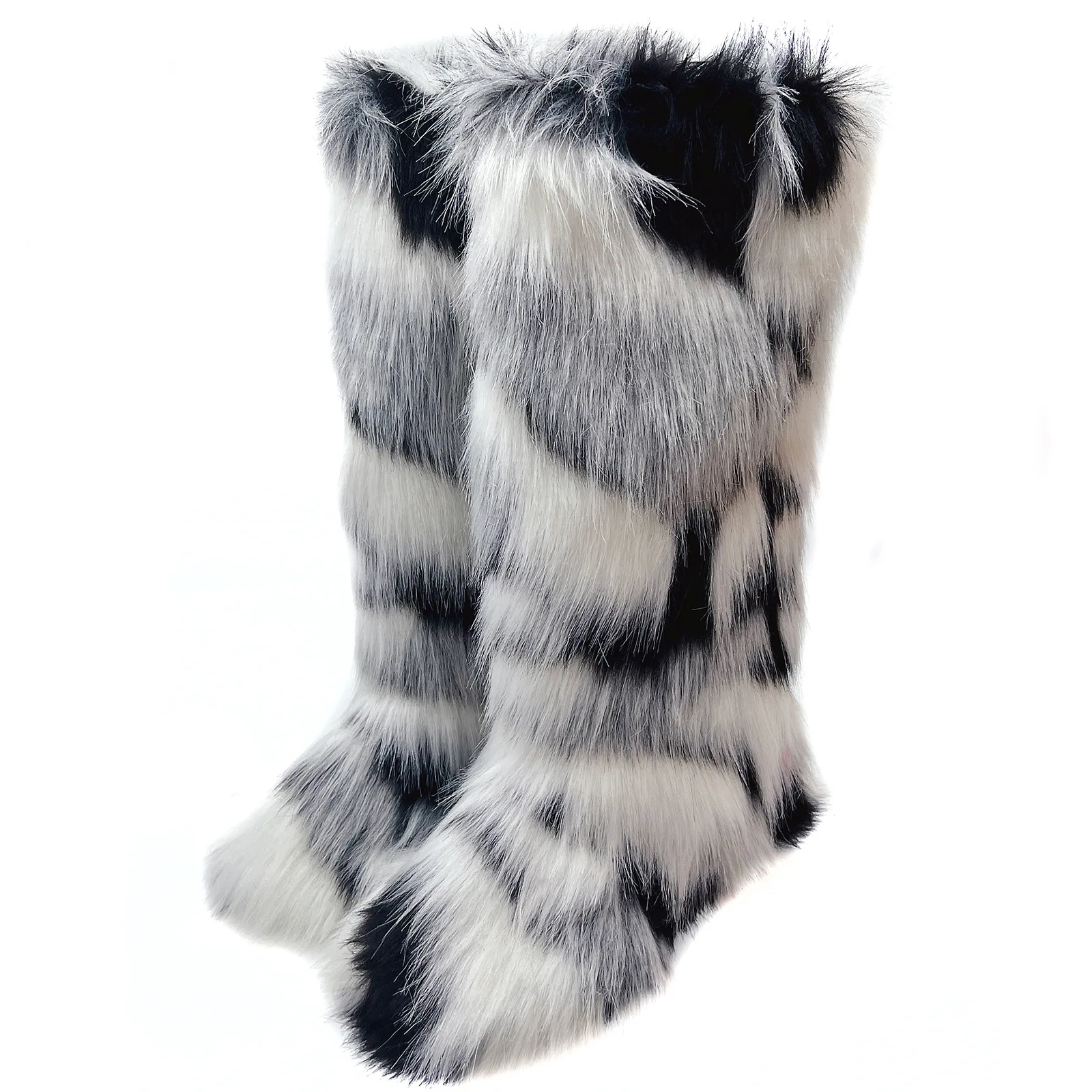 Hot Sale Fashion Girls Warm Winter Fur Snow Boots Fuzzy Fluffy Size 44 Round Toe Women Outdoor Knee High Fur Boots - Image 2