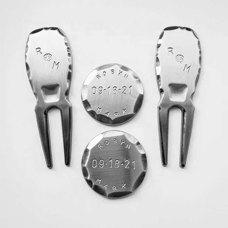 New Product No Mold Fee Golf Divot Tool Repair Fork Custom Engraved Logo Ball Maker Handmade Edge Golf Pitch Fork supplier