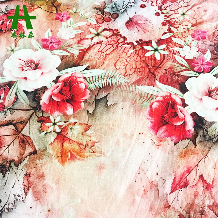 Mulinsen текстиль тканый 100% вискоза цифровая печать искусственный шелк ткань