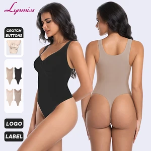 Women's Shapewear Bodysuit Tummy Control Deep V Neck Thong Body Shaper Seamless Body Suit for Slimming and Sculpting