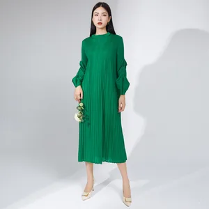 Summer 2025 Fast Shipping Miyake Pleated Factory Outlet Women Casual Style Dress Loose Folded Sleeves Muslim Woman Dress
