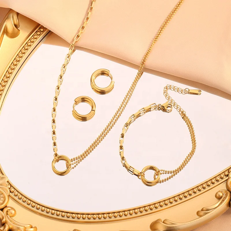 Shop Our Trendy 18k Gold Plated Stainless Steel Jewelry display picture 3