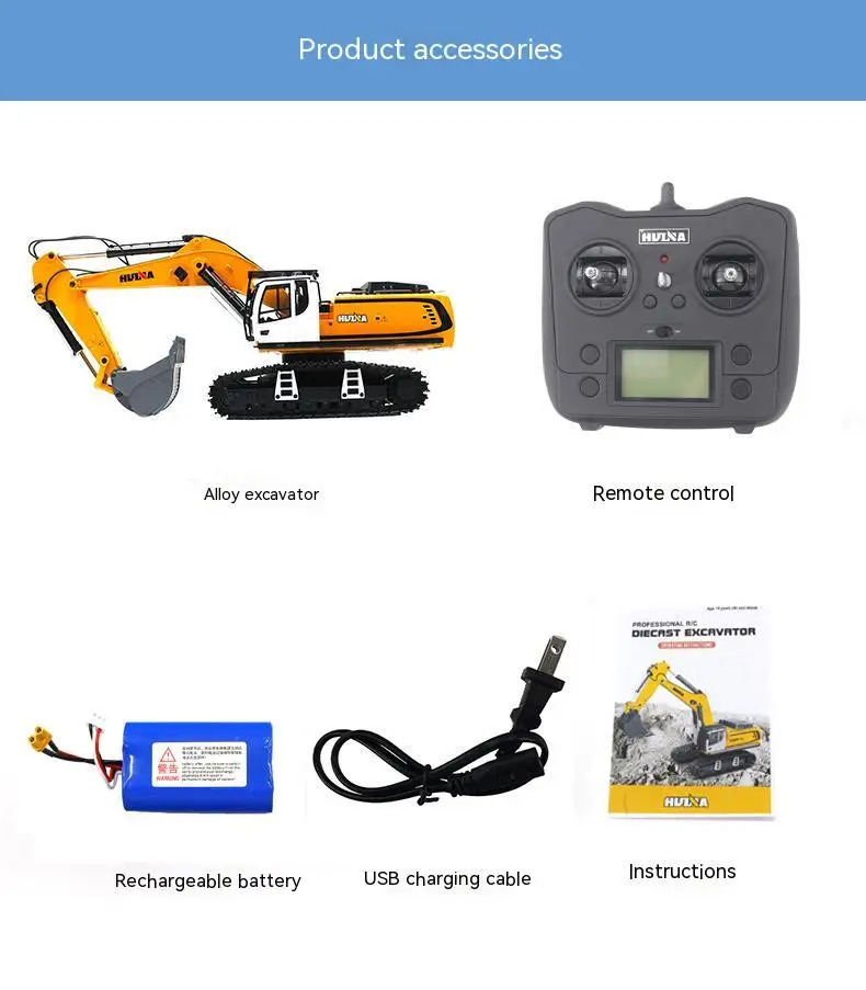 S-idee – Pelle Mécanique Huina 1599 1:14 – 98% Métal, 23 Canaux, 10,6 Kg – Avec Batterie Et émetteur 2,4 GHz