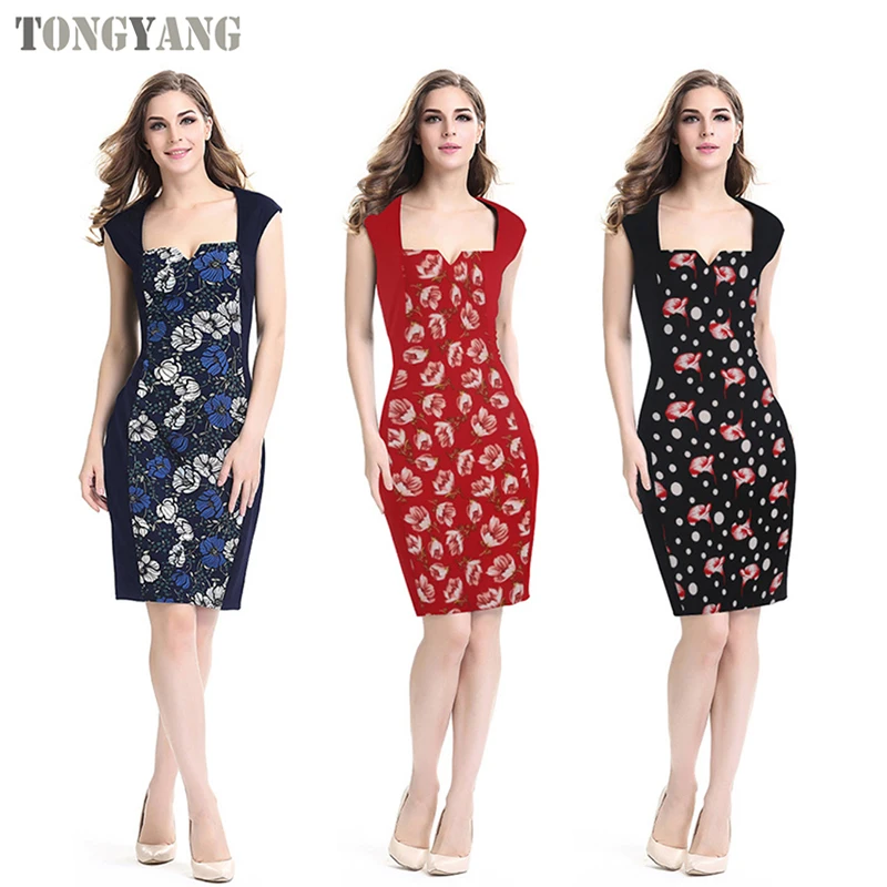 Tongyang-vestido De Oficina Para Mujer,Vestido De Verano Con Estampado De  Flores De Talla Grande - Buy De Moda Desgaste De La Oficina,Señoras  Desgaste De La Oficina,Vestido De Oficina Product on 