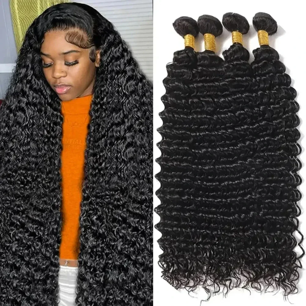 30 32 Inch Loose Deep Wave Human Hair Bundles Remy Curly Weave Bundle Raw Virgin Extensions Brazilian_voghion.com