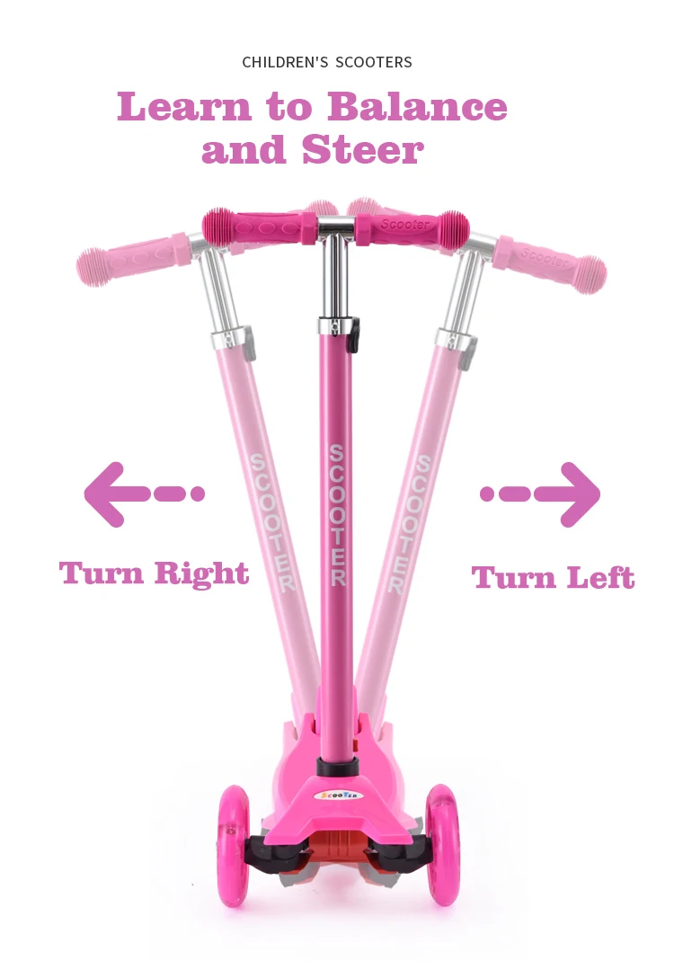 Pu Flashlight Three Wheels Children Kick Scooter For Kids Kick Scooters