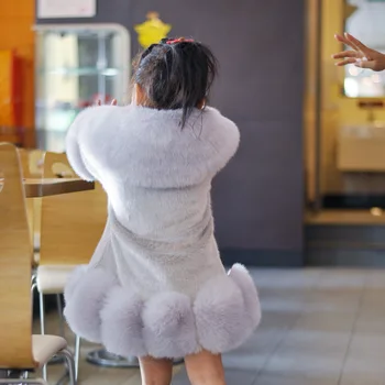 2021 Winter Children New Clothing Girls Warm Jacket Furry Plush Fluffy Faux Mink Fox Fur Temperament Coat For Kids