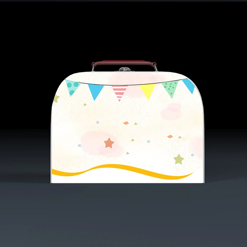 Kraft Paper Cardboard Suitcase with Handle Children Small Paper Suitcase