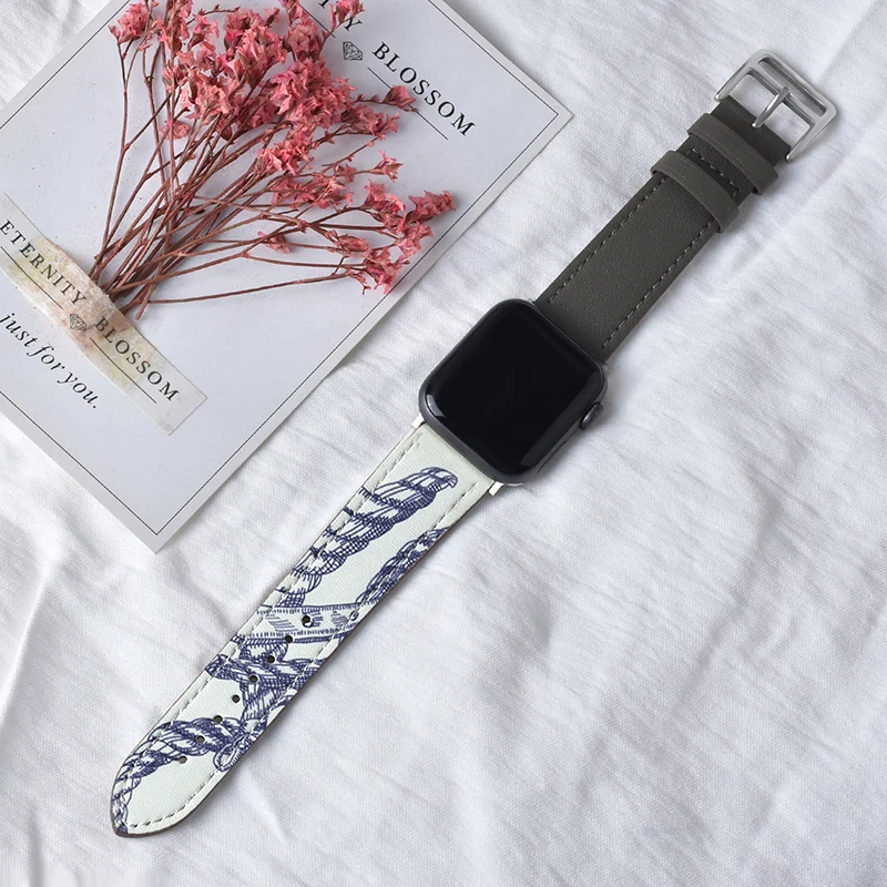 High Quality Leather Loop Band for IWatch 40mm 44mm Sports Strap Tour Band for Apple Watch 42mm 38mm Series 2 3 4 5 6 SE