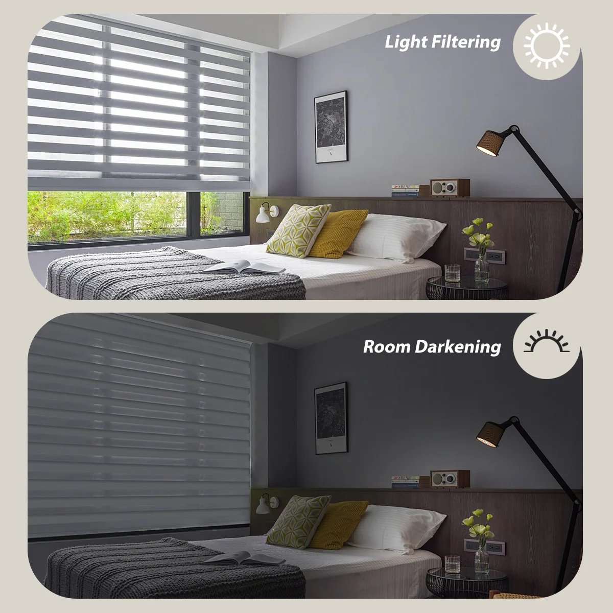 Smart Remote Control Blackout Blinds Electric Double Layer Zebra Blinds Motorized Fabric Roll for Meeting Room