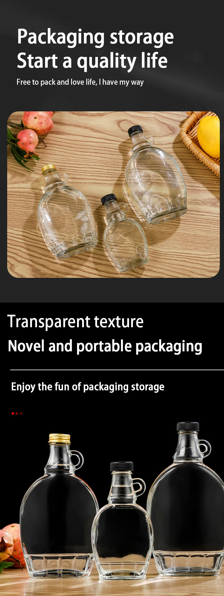 Refill Glass Drinking Bottle With Screw Lids For Wine Vodka Beverage