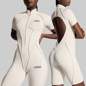 Clothing Manufacturer Custom Logo Gym Set Women Plus Size Compression Slim Fit Moisture Wicking Yoga Jumpsuit for Cross Border
