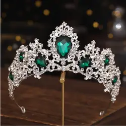 Свадебные украшения для волос, аксессуары, великолепные синие головные повязки с кристаллами, Тиары и короны для невесты, повязка для волос для девочек, подарки на выпускной вечеринку