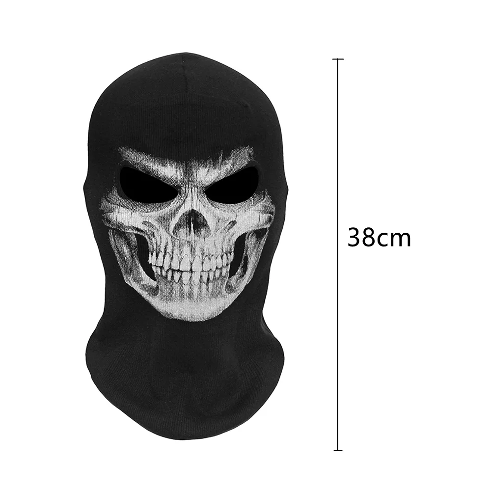 Scary Skull Full Face Mask - Halloween Skeleton Costume With Clear Lens & Adjustable Strap