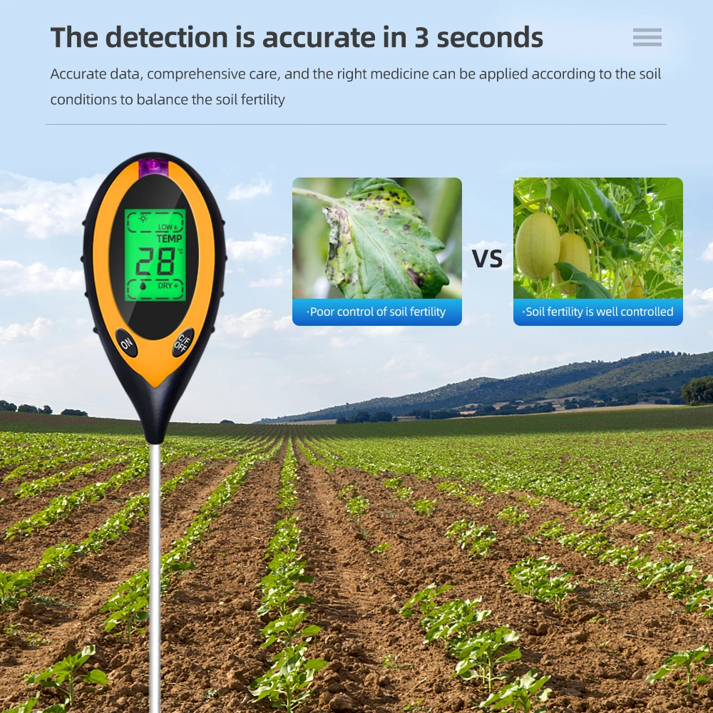 YIERYI 4 in1 Soil PH Meter, Plant Earth Moisture Light Soil Tester for  Garden