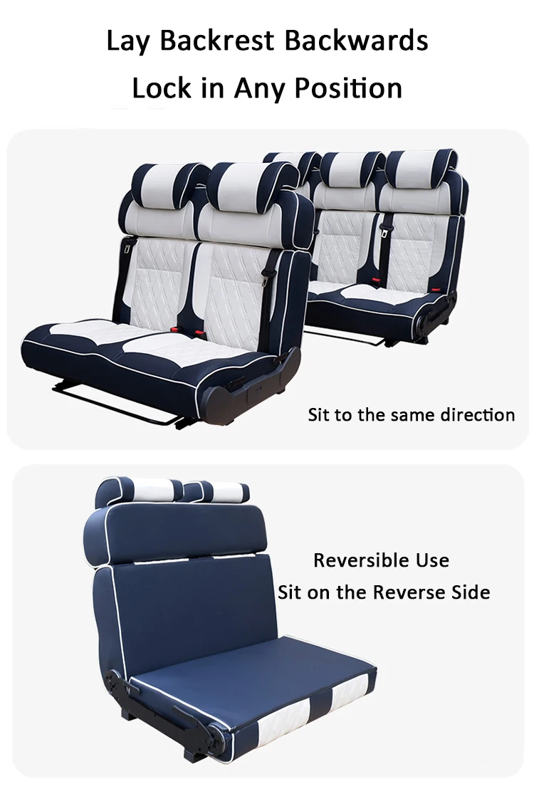 Autoliuma Caravan Folding Campervan Double Seat High Backrest Seatbelts Rv Rock And Roll Bed Car