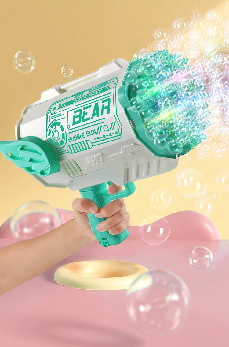 New Arrival 69 Holes Bubbles Blower Rocket Boom Bubble Maker Automatic Bazooka Bubble Gun Machine Toy for Kids