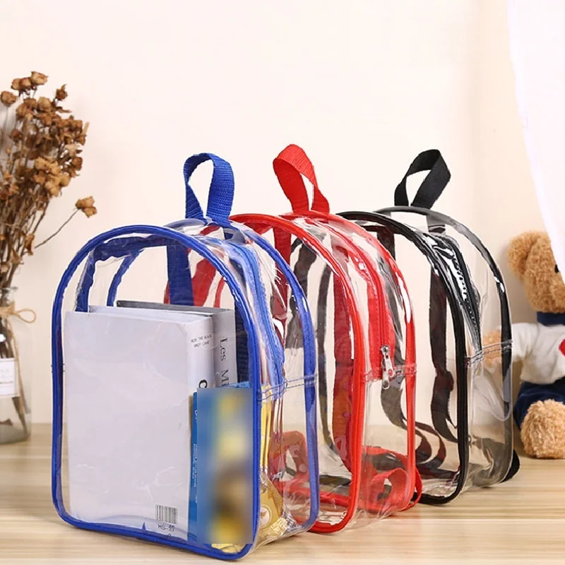 Factory Fashion PVC Transparent Backpack for Kids School Outdoor Waterproof Clear Bag for Toy and Snack Storage