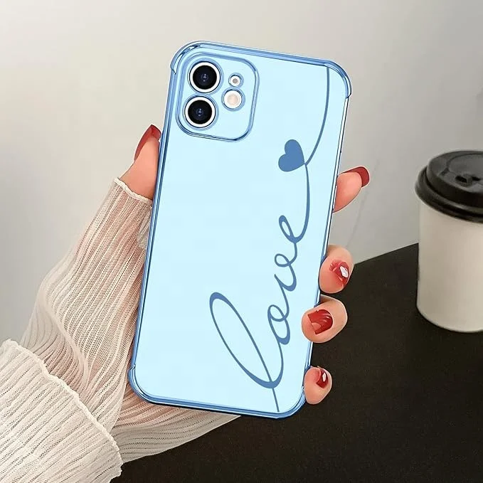 Laudtec Cute Luxury Plating Love Heart Design Case for iPhone 16 pro max Shockproof Full Camera Lens Protection Cover Case