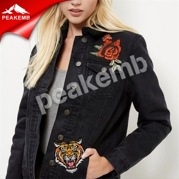 BENGAL TIGER PATCH Iron on Embroidered Wild Animal Roaring Applique for Bags and Jeans