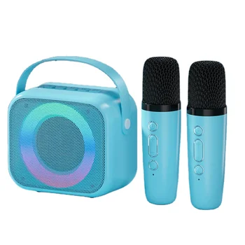 portable karaoke speaker with wireless mic  portable mini speaker with two wireless microphone